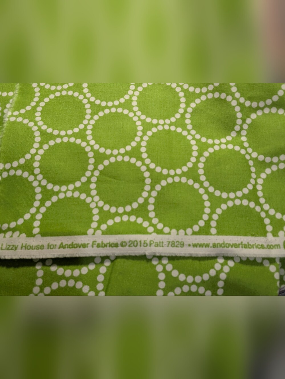 "Pearl Bracelet" Andover Fabrics Pattern Lime Green/White Circles by Lizzy House